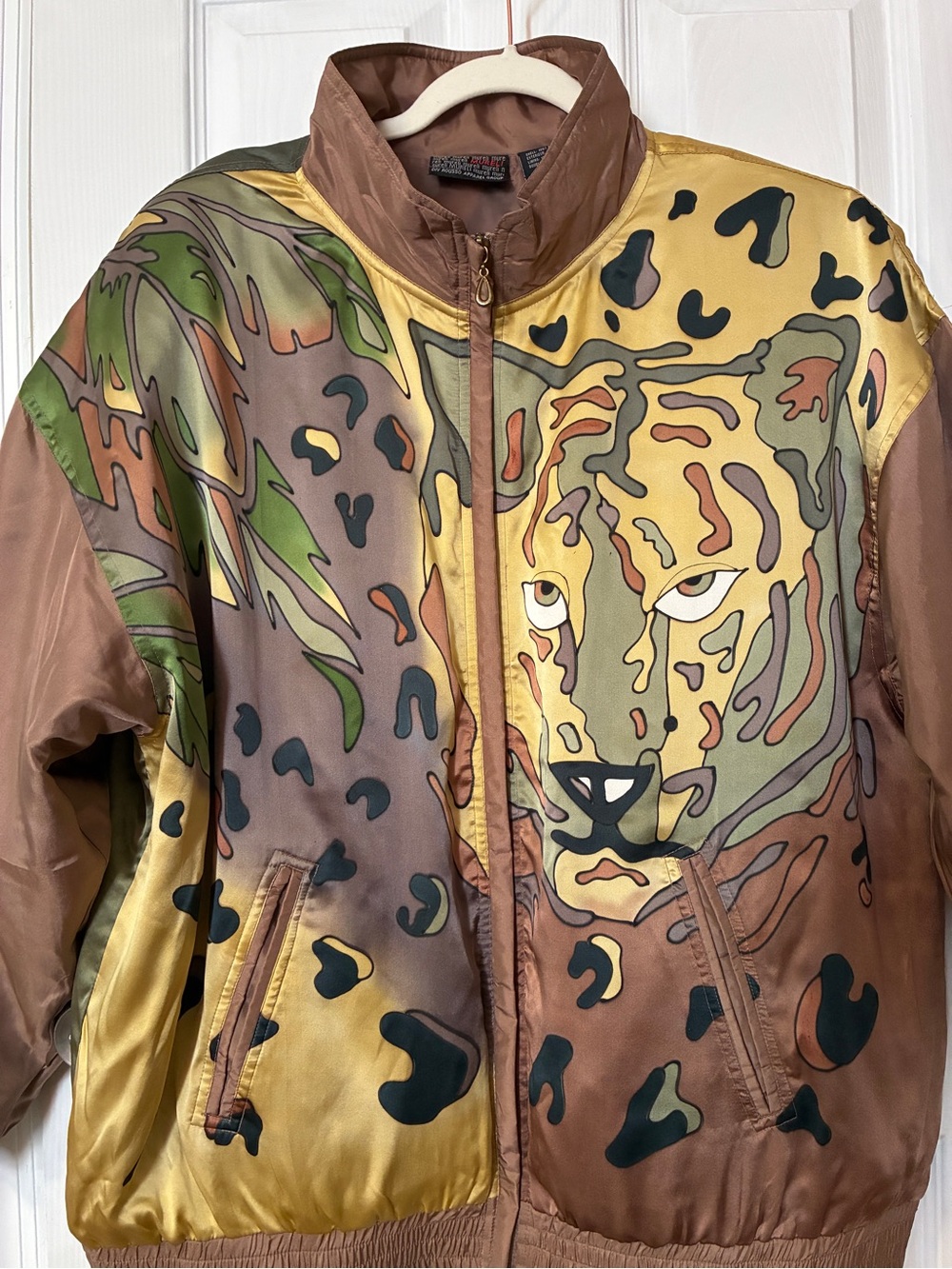 Vintage Silk Lion Bomber Mureli Art Jacket